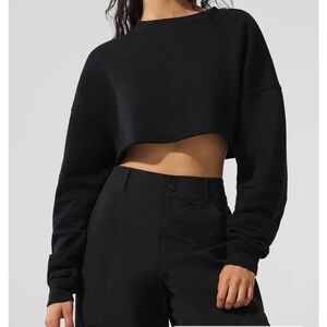 ALO Yoga Black Cropped Sweatshirt